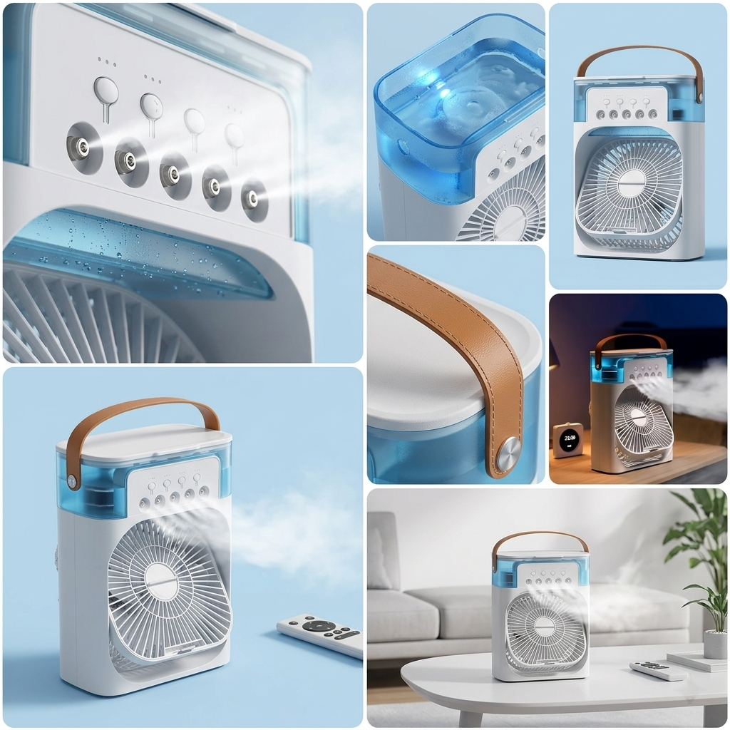 Portable 3-in-1 Mini Air Cooler – Fan, AC & Humidifier